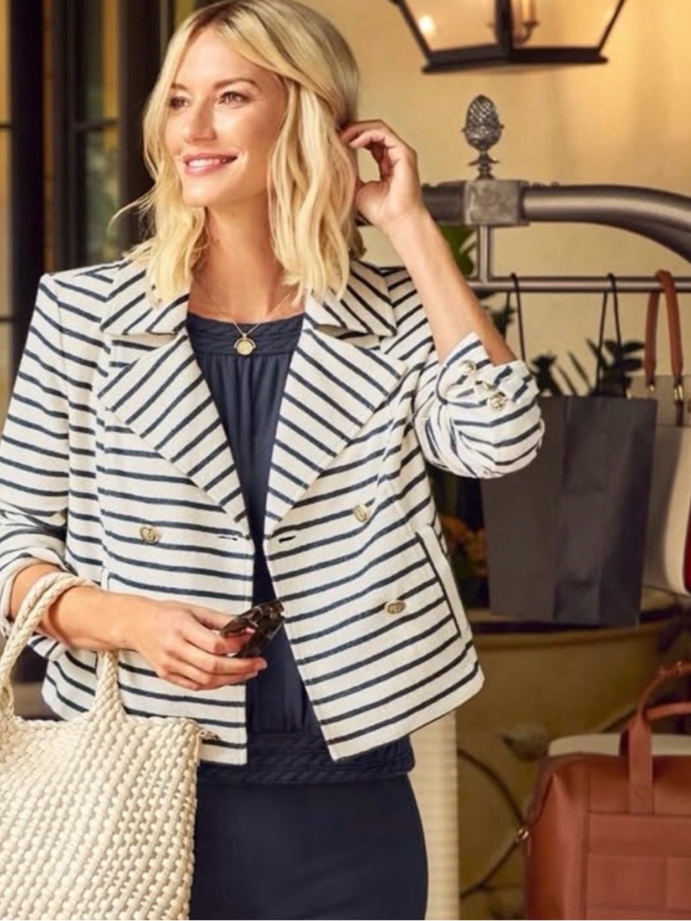 Cabi Skipper Jacket Striped Knit Blazer Size XS